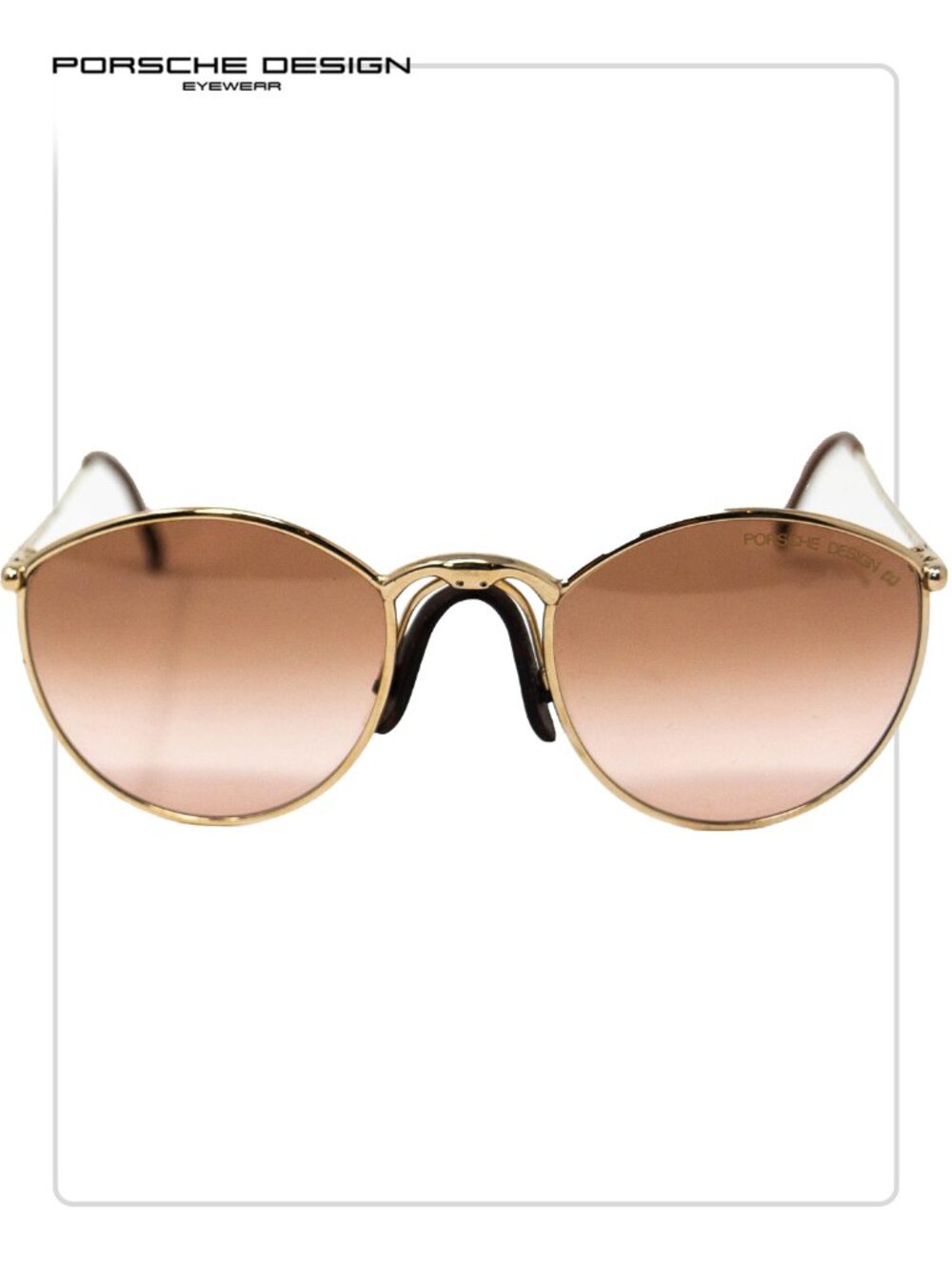 Porsche Design Gold Frame Sunglasses w Leather Nose Pad